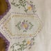 Vintage hand embroidered needlepoint retro floral napkin mat 3 piece set