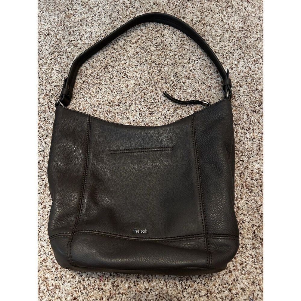 The Sak Soft Pebbled Leather Medium Hobo Purse Shoulder Bag GRAY