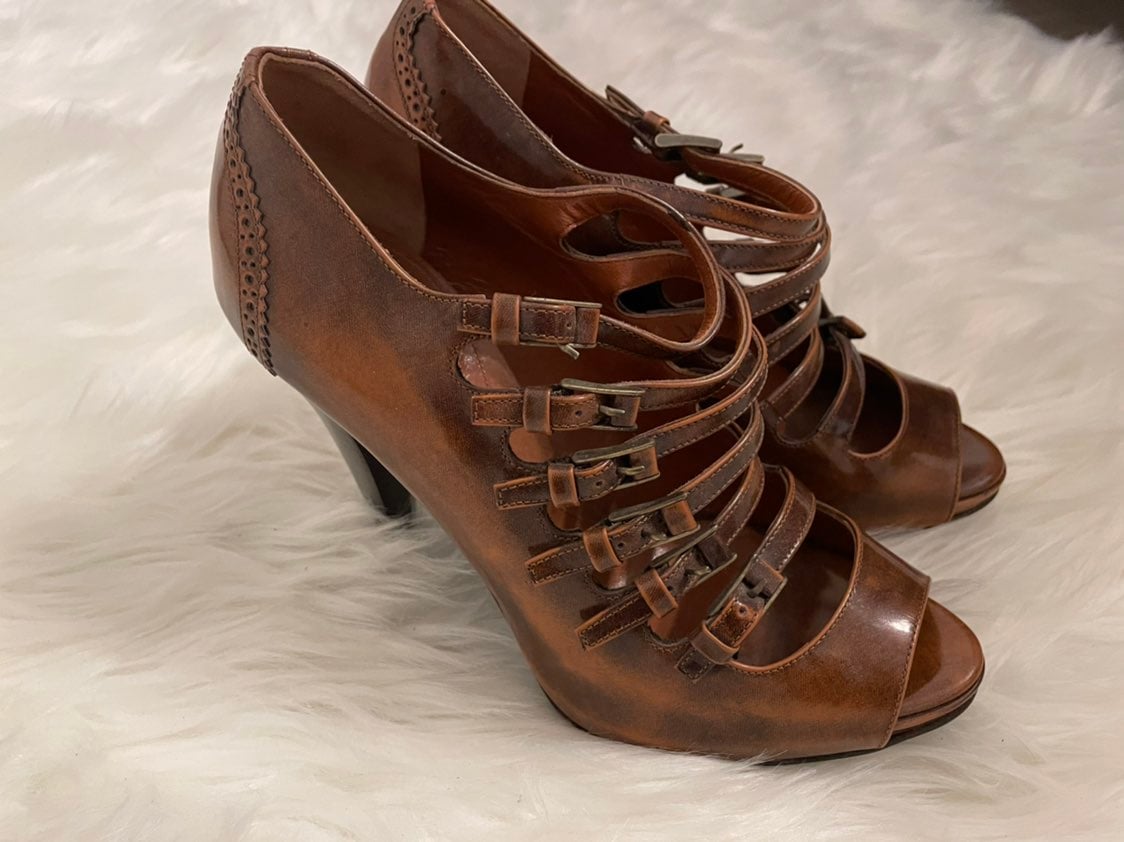 Brown Leather strap Heels