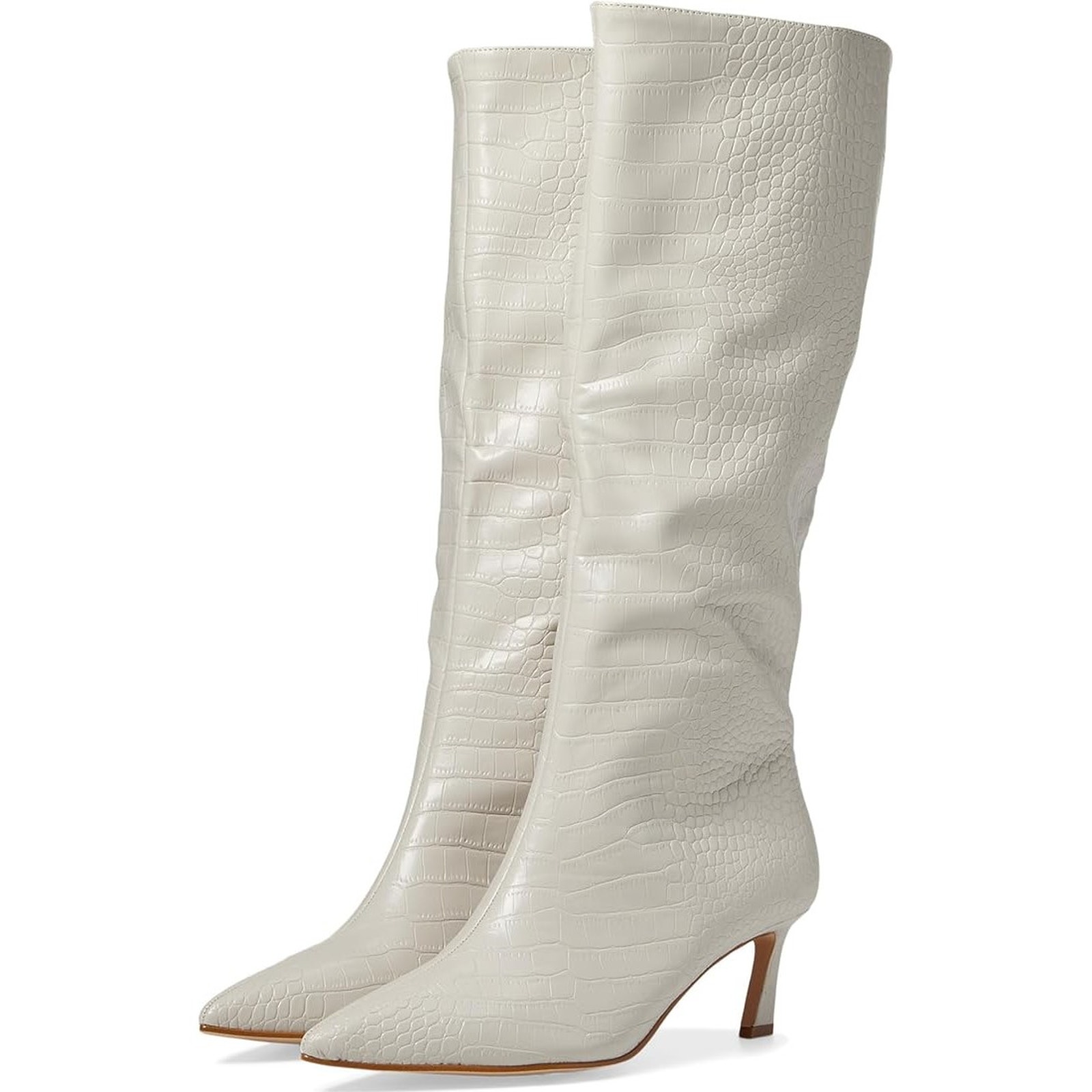 Steve Madden Women Lavan Kitten Heel Boots Size US 6.5M Bone White Croc Print