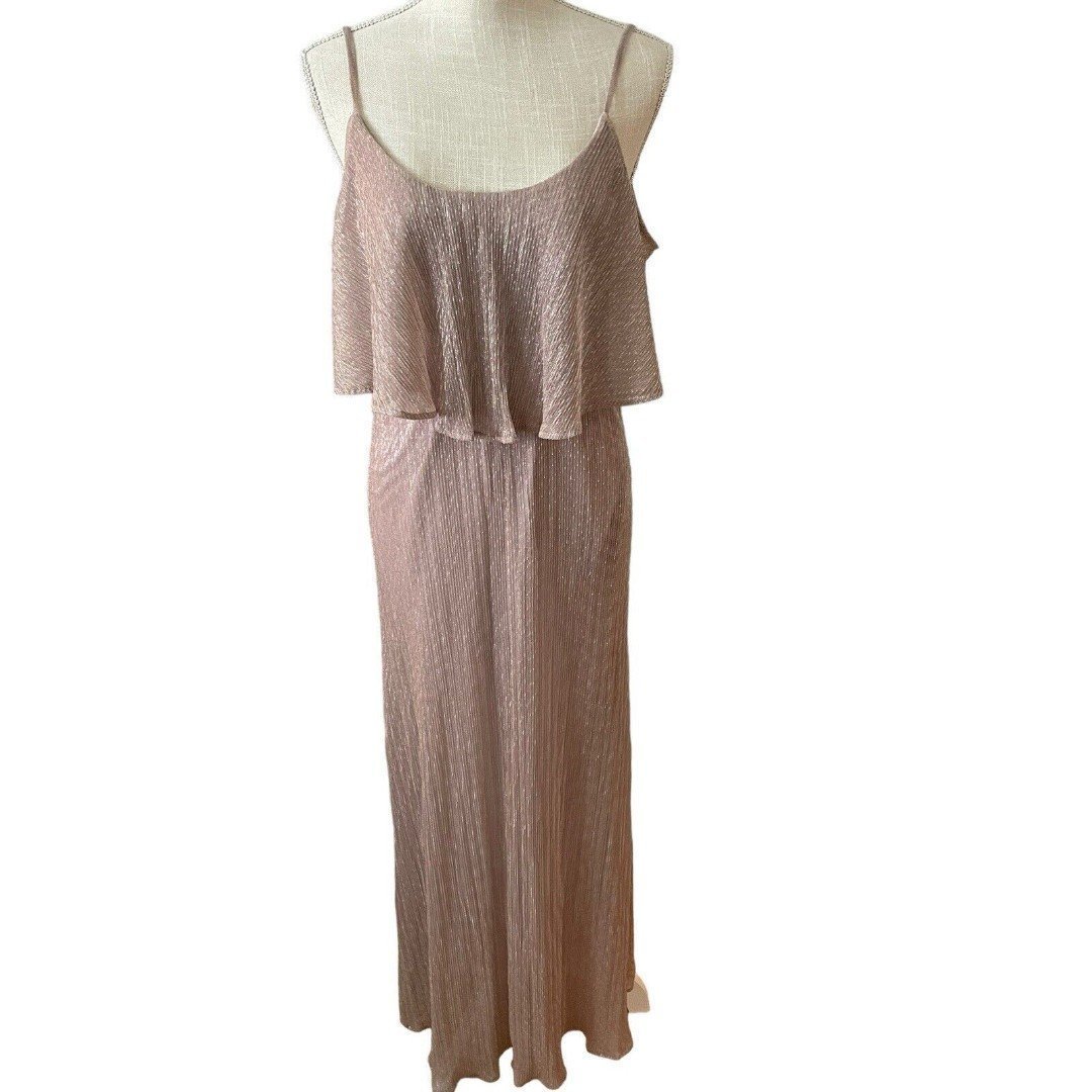 Show Me Your MuMu Caitlyn Ruffle Maxi Dress Magic Mauve Glitter Woman Size XS