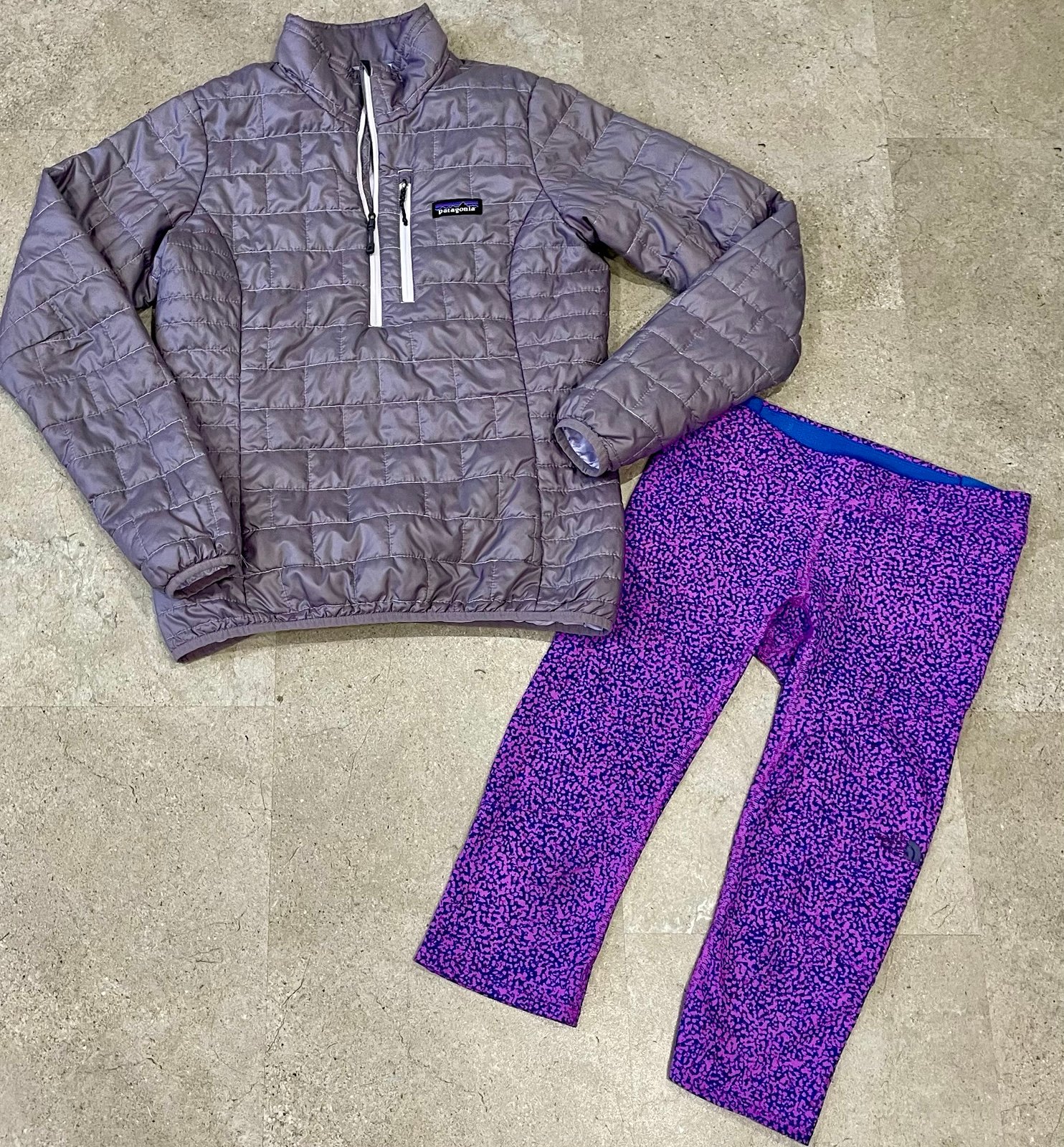 Womens PATAGONIA/NORTH FACE Polyfil Jacket & Cropped Leggings, Small