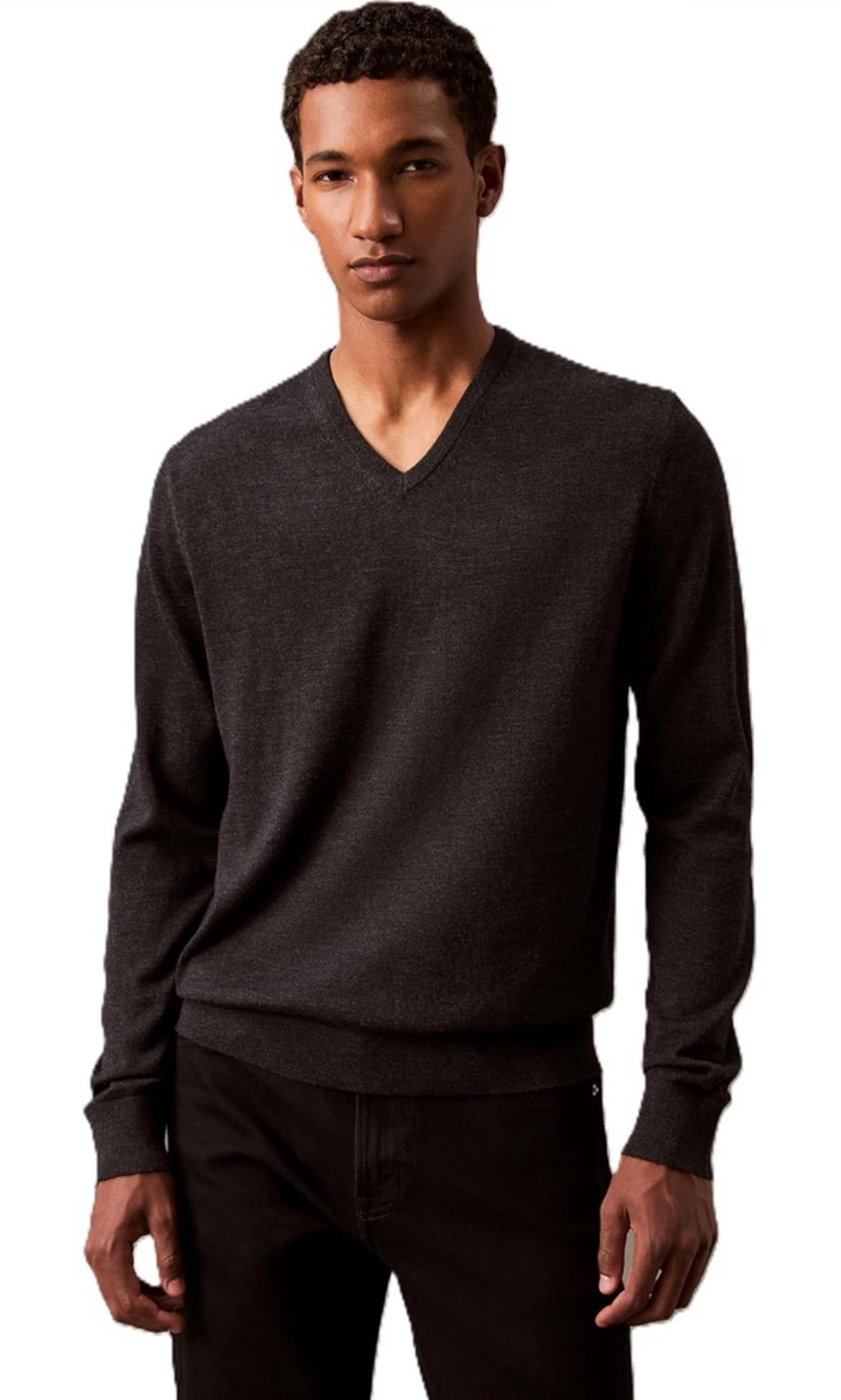 Calvin Klein Men's Extra Fine Merino Wool Blend V-Neck Sweater