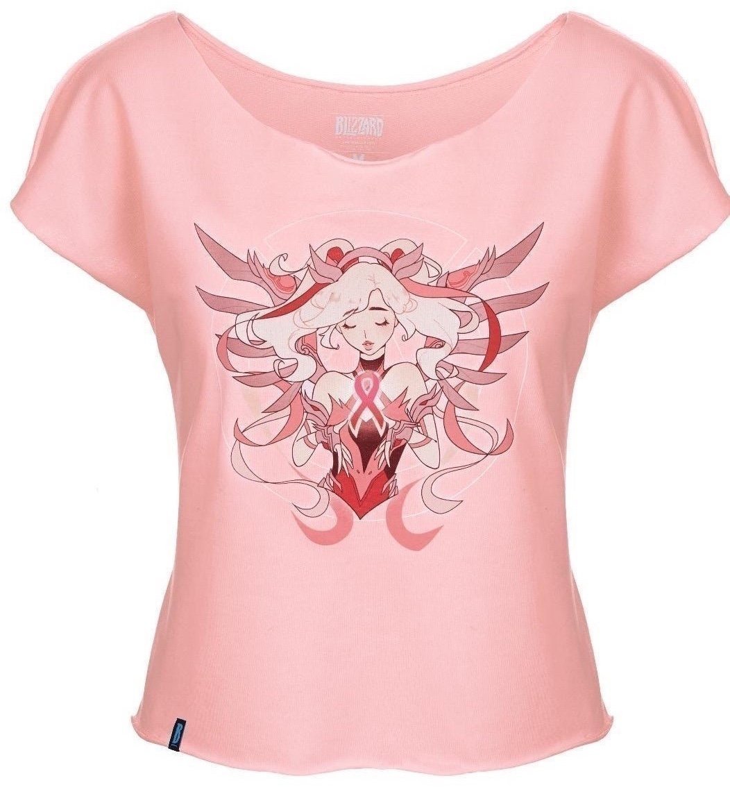 Breast Cancer Blizzard Overwatch Pink Mercy Charity Shirt HTF