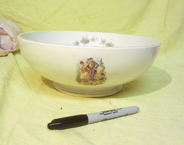 VTG CERAMIC LARGE BOWL, CERAMICA PALERMO ITLAY, W/FLORALS