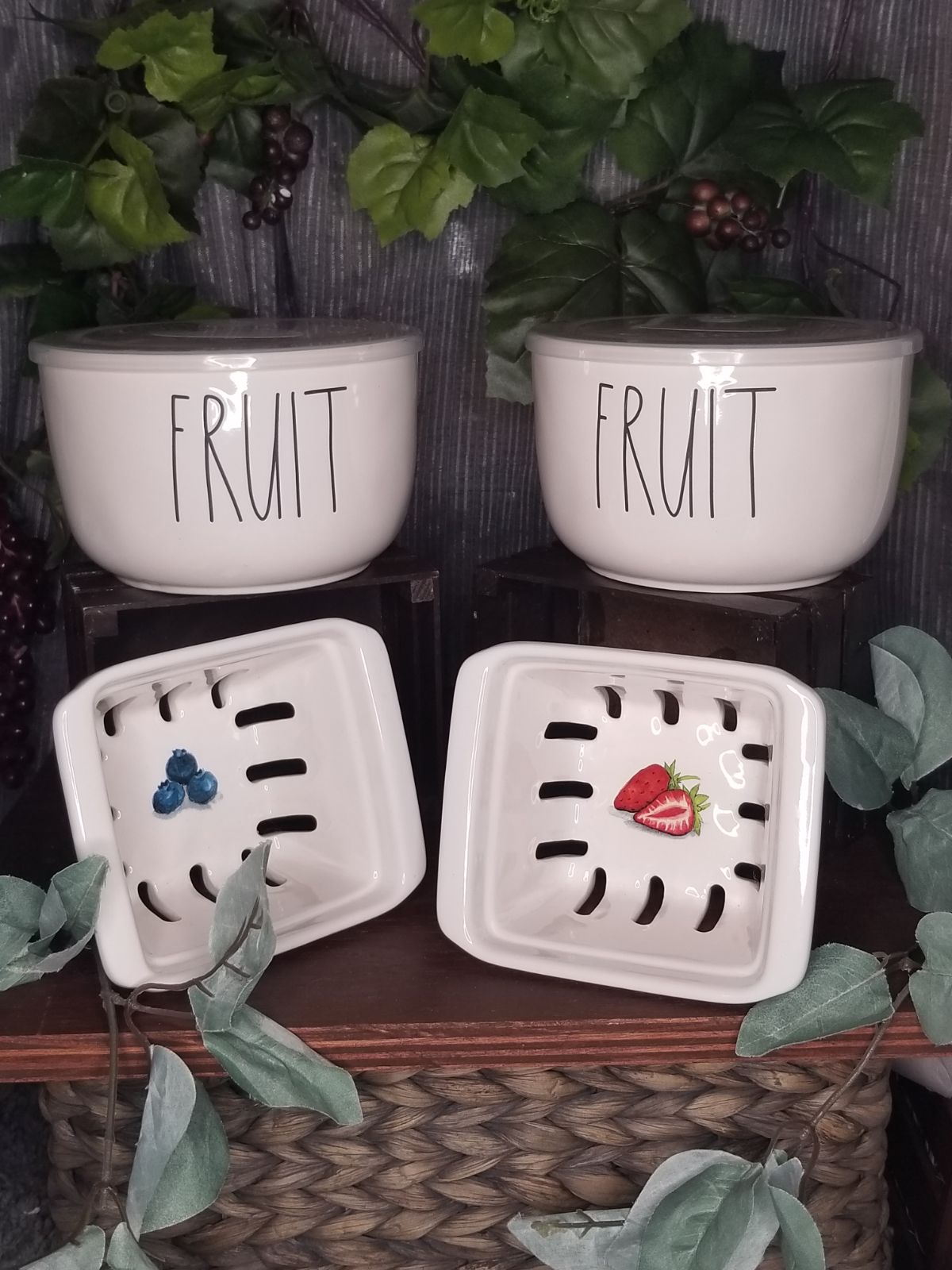Rae Dunn CERAMIC FRUIT CONTAINERS/BASKET