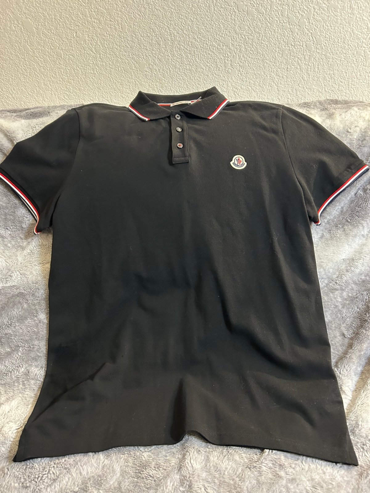 Moncler Tipped Pique Polo Black Size xl Euc
