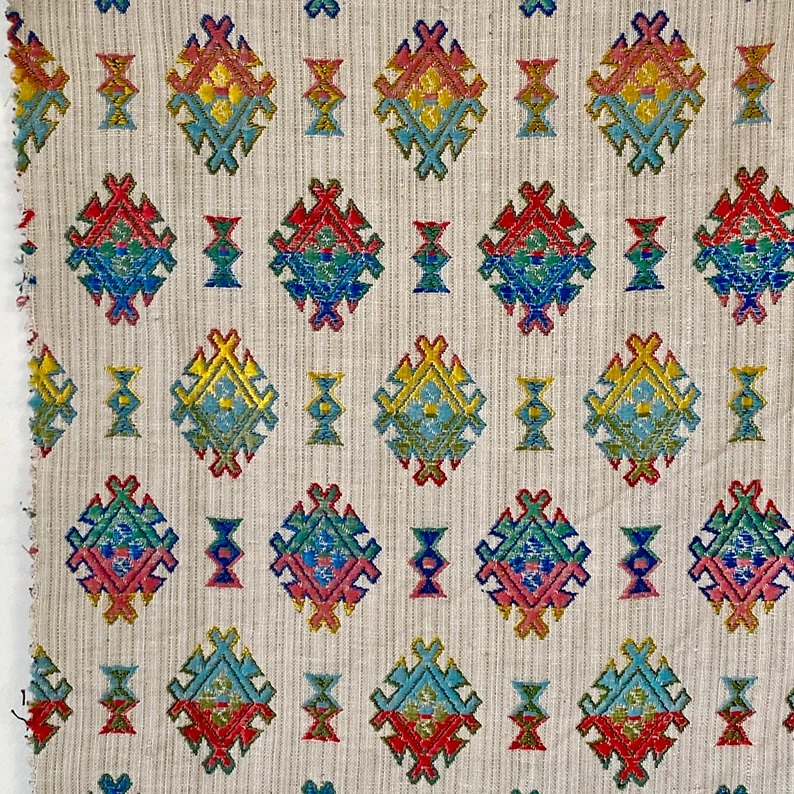 1926 French Jacquard fabric sample UNUSED vintage upholstery tapestry Antique