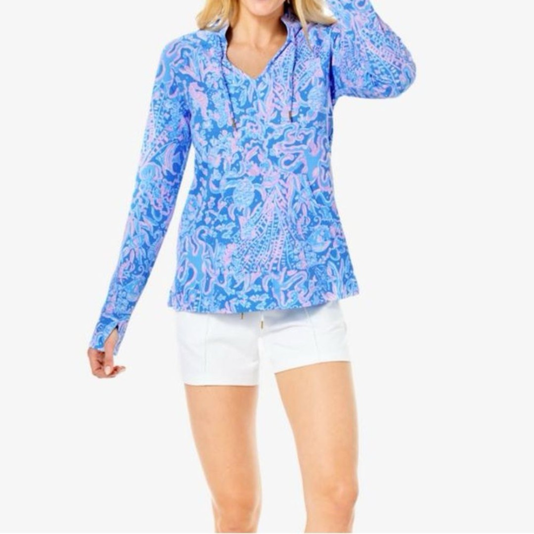 LILLY PULITZER Cassi Sea What I Sea Long Sleeve Popover NWT Women’s Size XXS