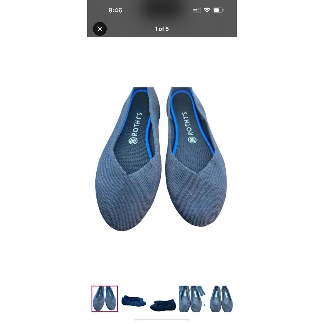 Rothy’s The Flats Round Toe Ballet Flat Shoes Women's Size 9 Blue Rothys