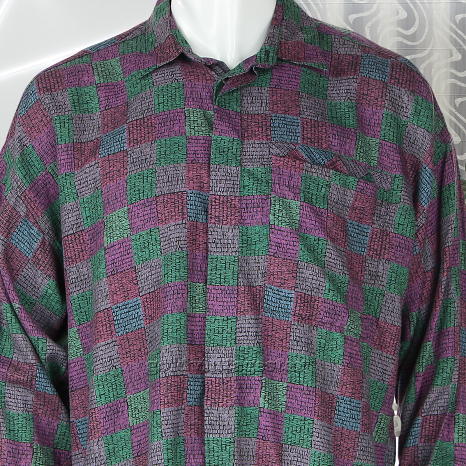 Vintage Haupt Germany Tile Pattern Shirt L