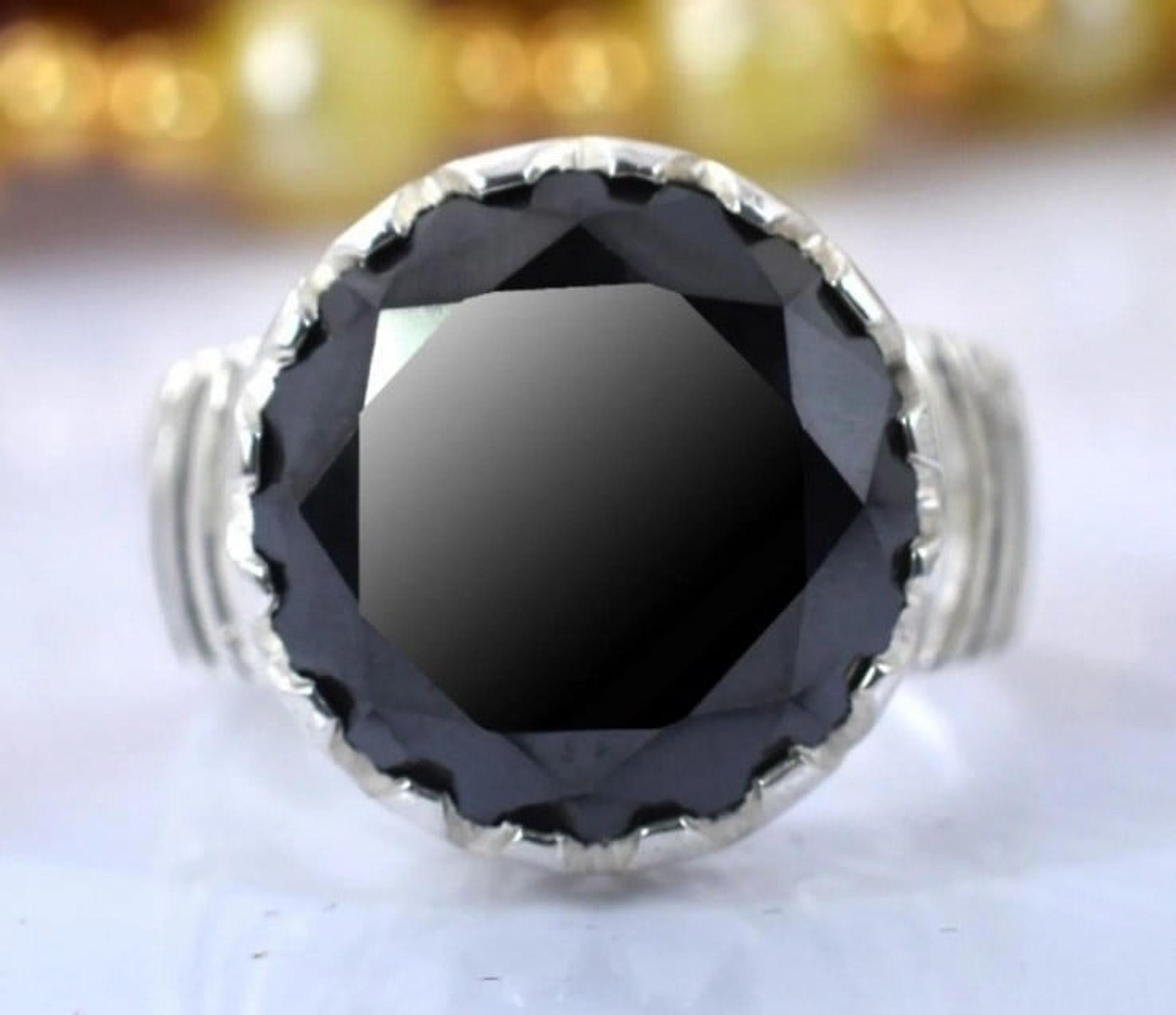 CERTIFIED VVS1 11.28CT Round Genuine Black Diamond Ring. Regular $1190. SZ 9