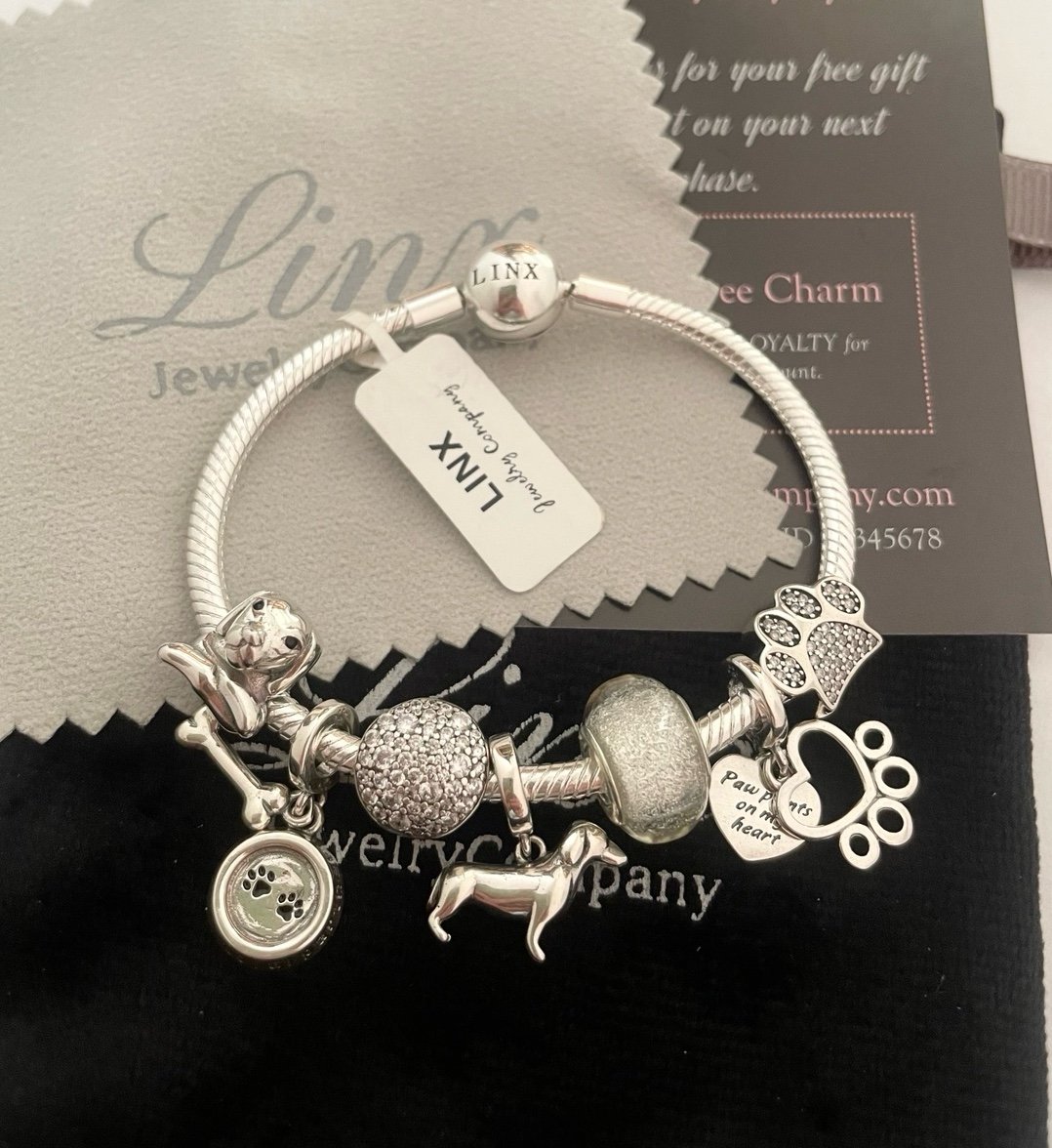 Linx Snake Chain Bracelet with Dachshund Weenie Dog Themed Charms