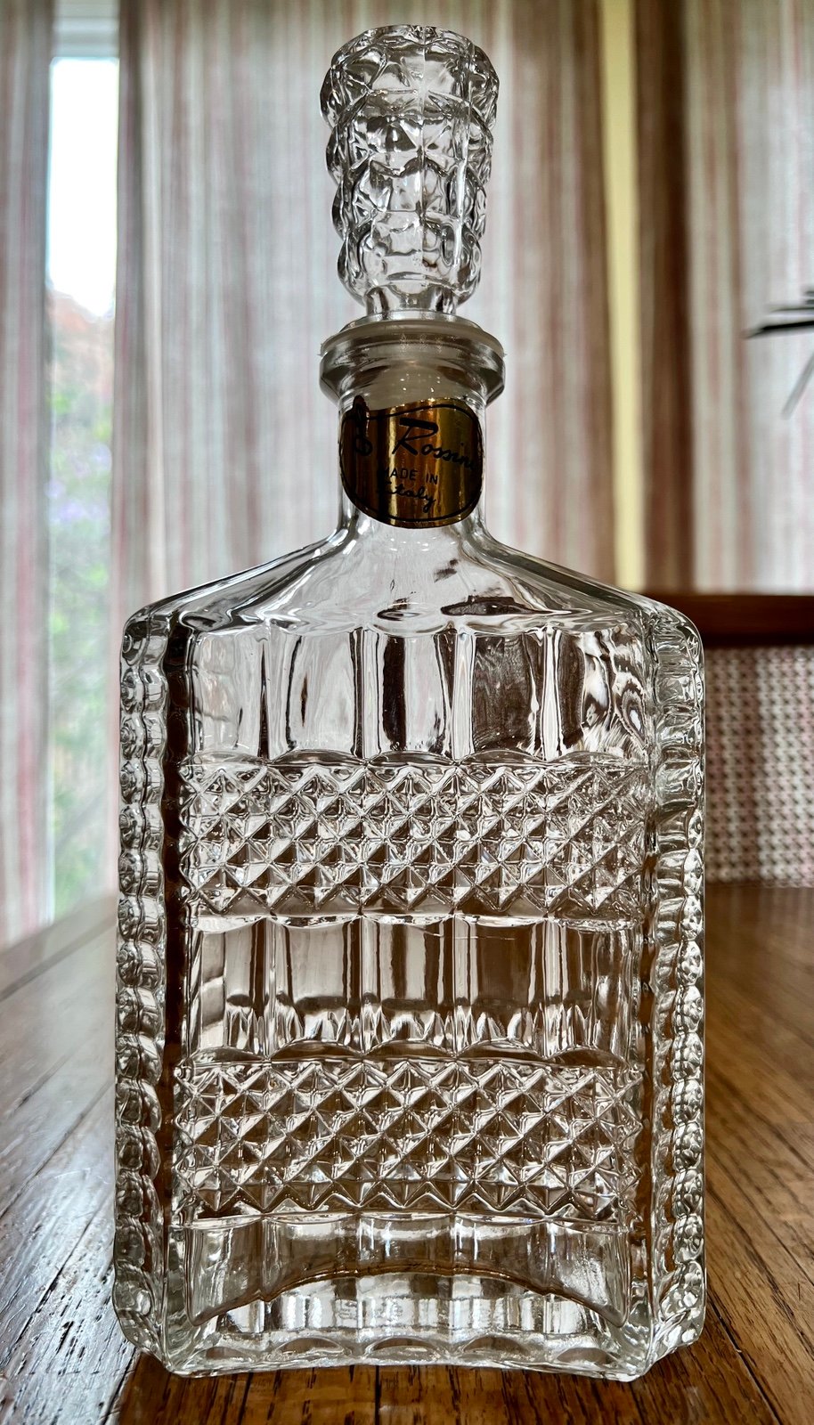Vintage Rossini Decanter Italy Diamond Press