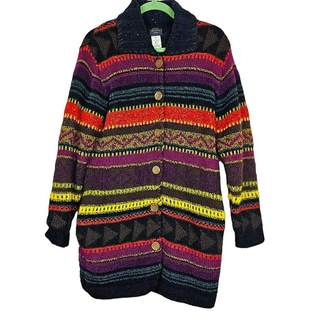 Susan Bristol Vintage Mohair Blend Tunic Cardigan Sweater Coat Y2K Size M