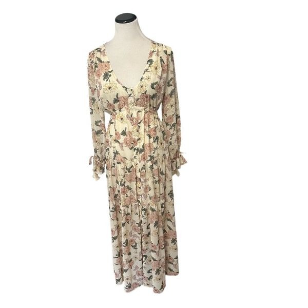 New! Mable Floral Tiered Maxi Dress Sz S