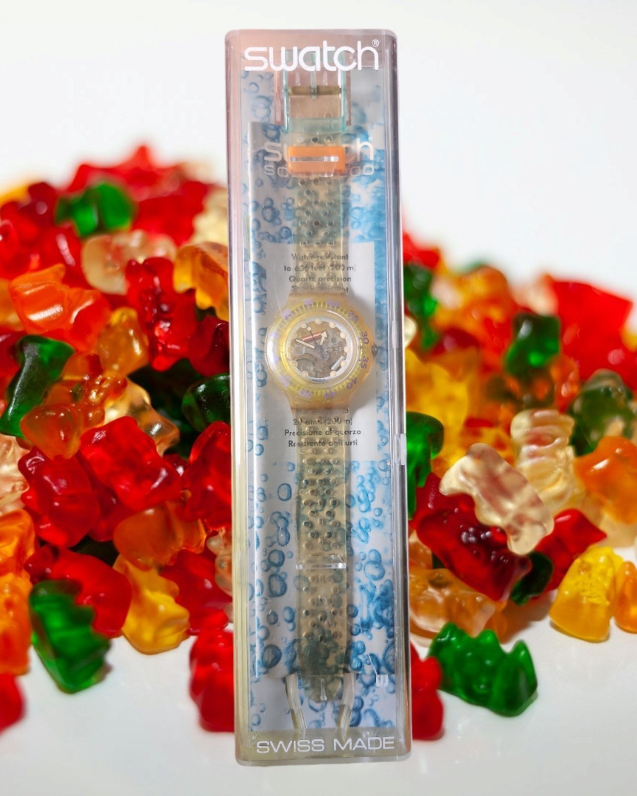 Swatch Scuba 200 Watch JELLY BUBBLES SDK104 in box with paperwork
