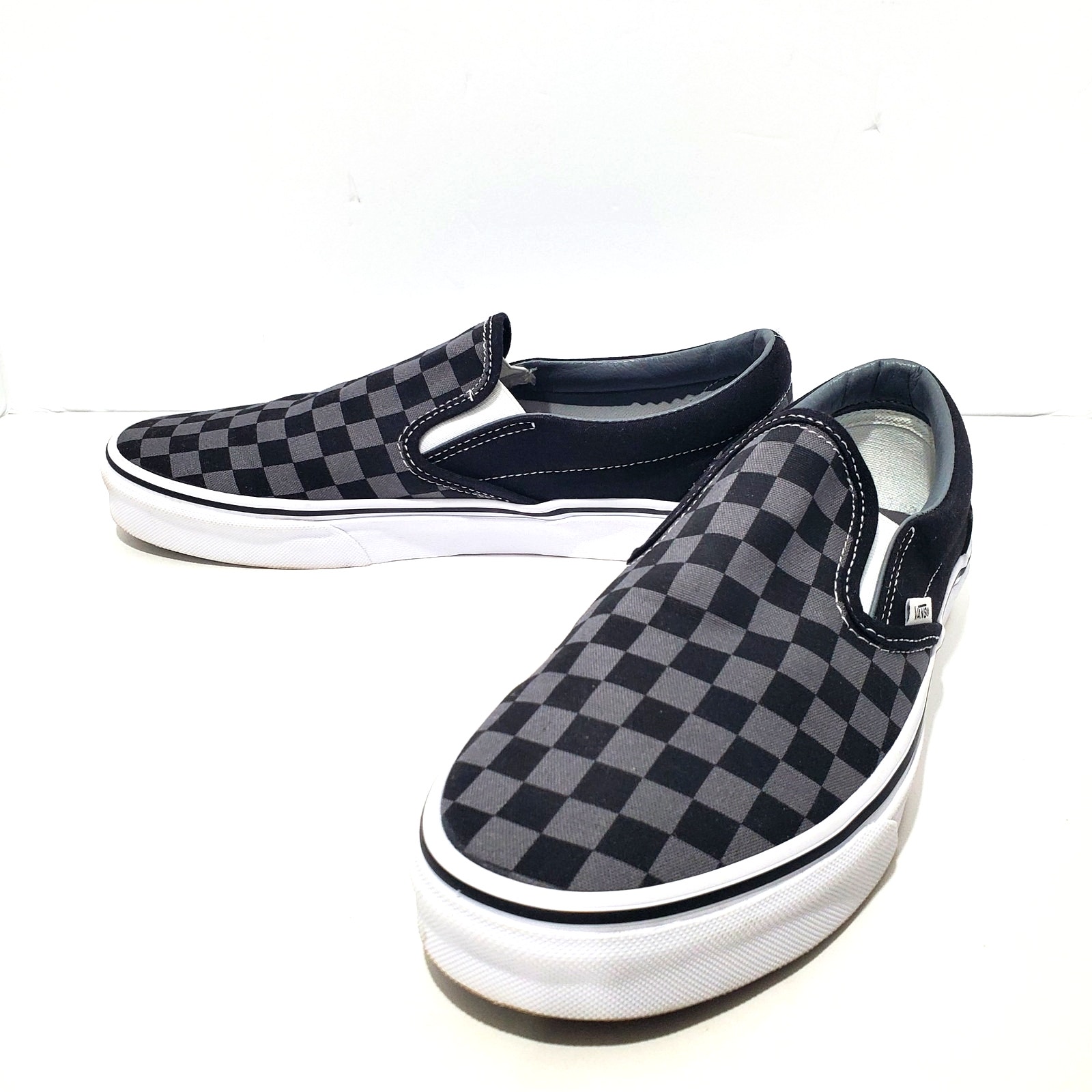 Vans Classic Slip On Checkerboard Black/Pewter Mens 9.5 Womens 11 Authentic