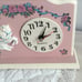 Vintage Shabby Chic Cottage Pastel Pink Rose Carousel Wood Clock