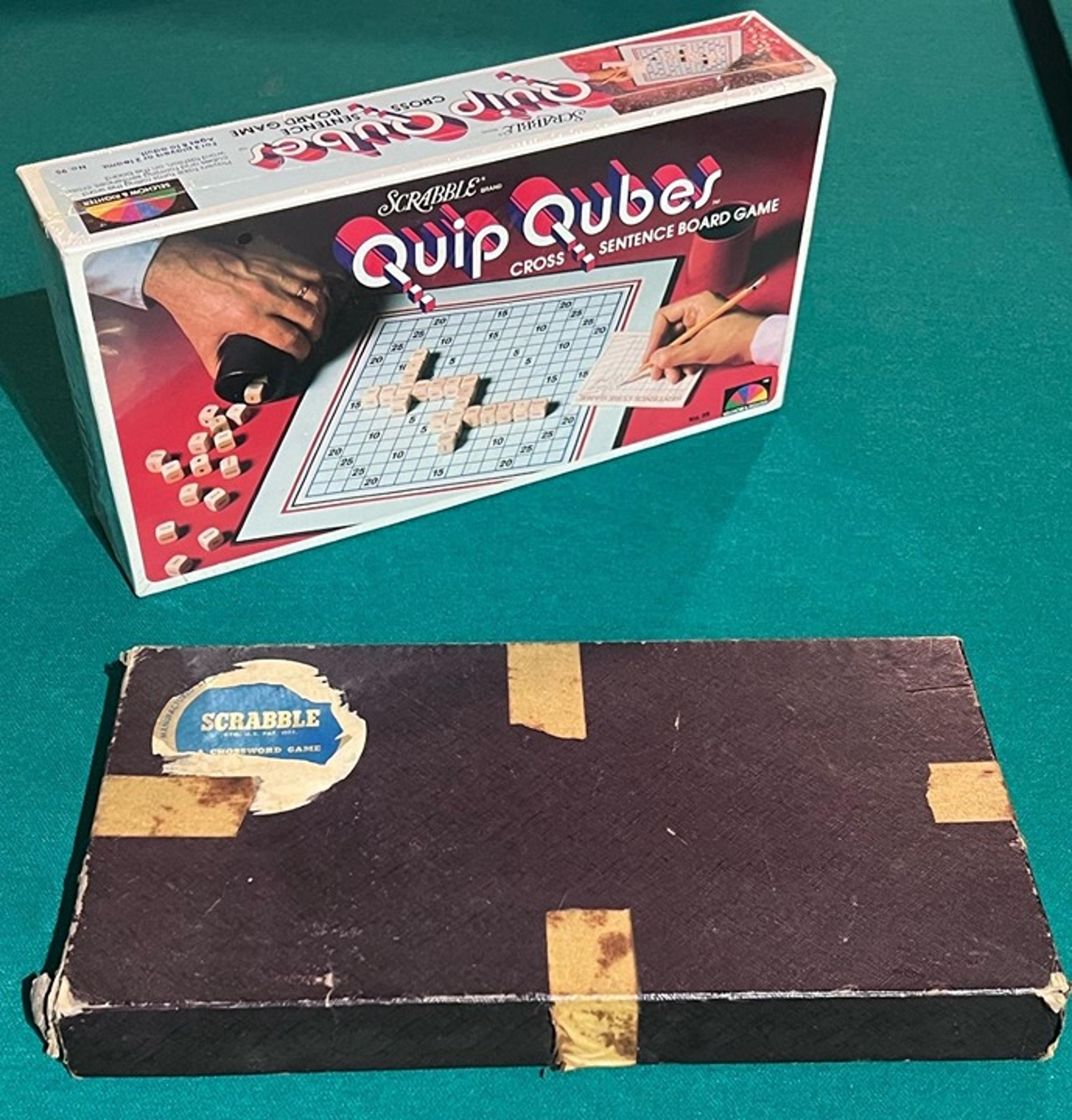 Vintage Scrabble Lot of (2) 1948-53 & 1981 Sealed Quip Qube Selchow Righter, NIB