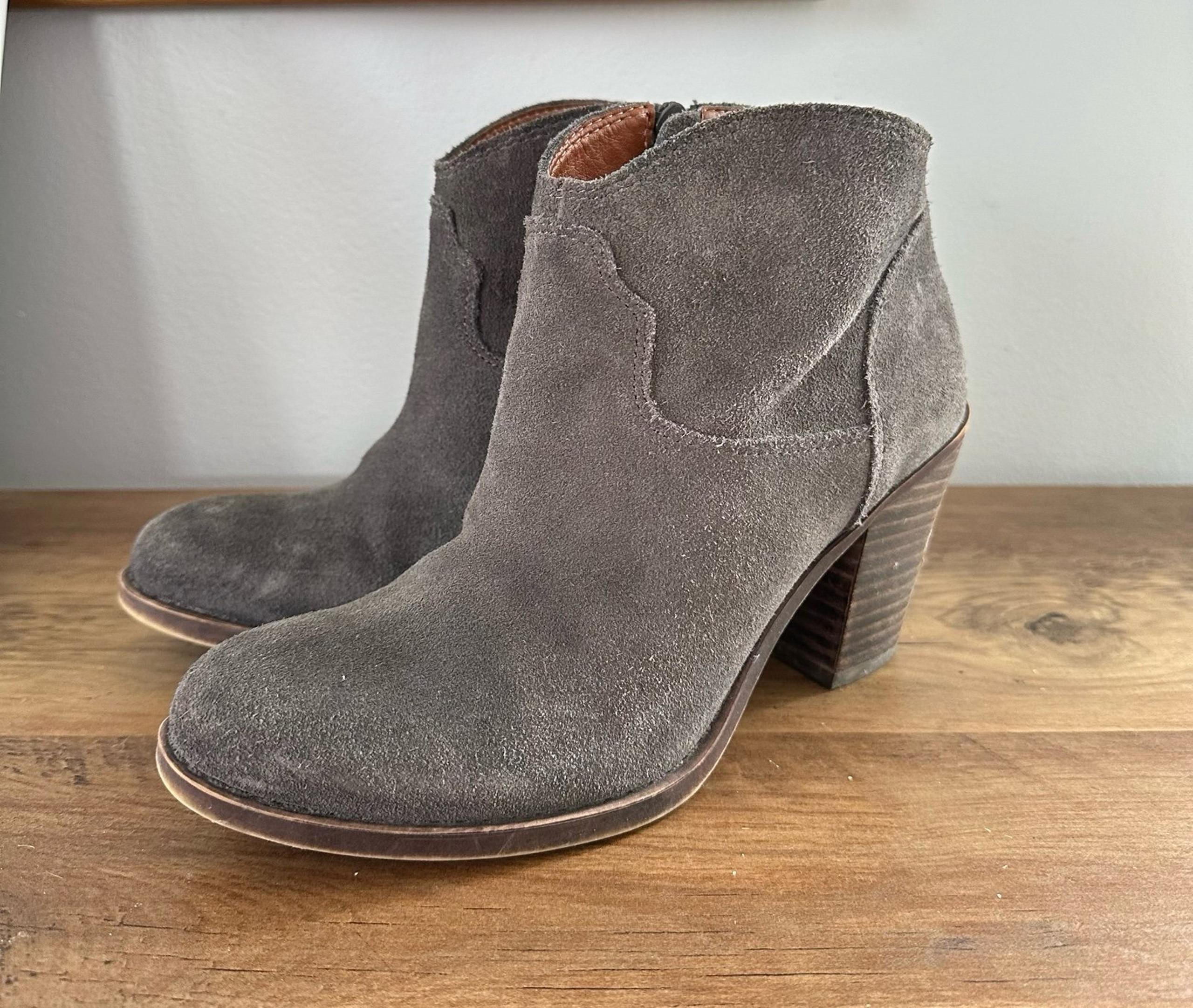 Lucky Brand Ankle Boots suede womens casual heeled size 6