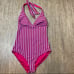Anne Cole Pink Combo Stripe Halter Swimsuit