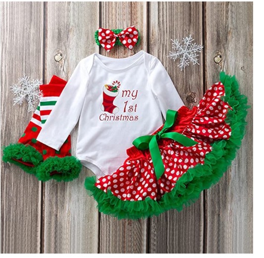 Baby Girl My 1st Christmas Stocking 4 Piece Outfit!