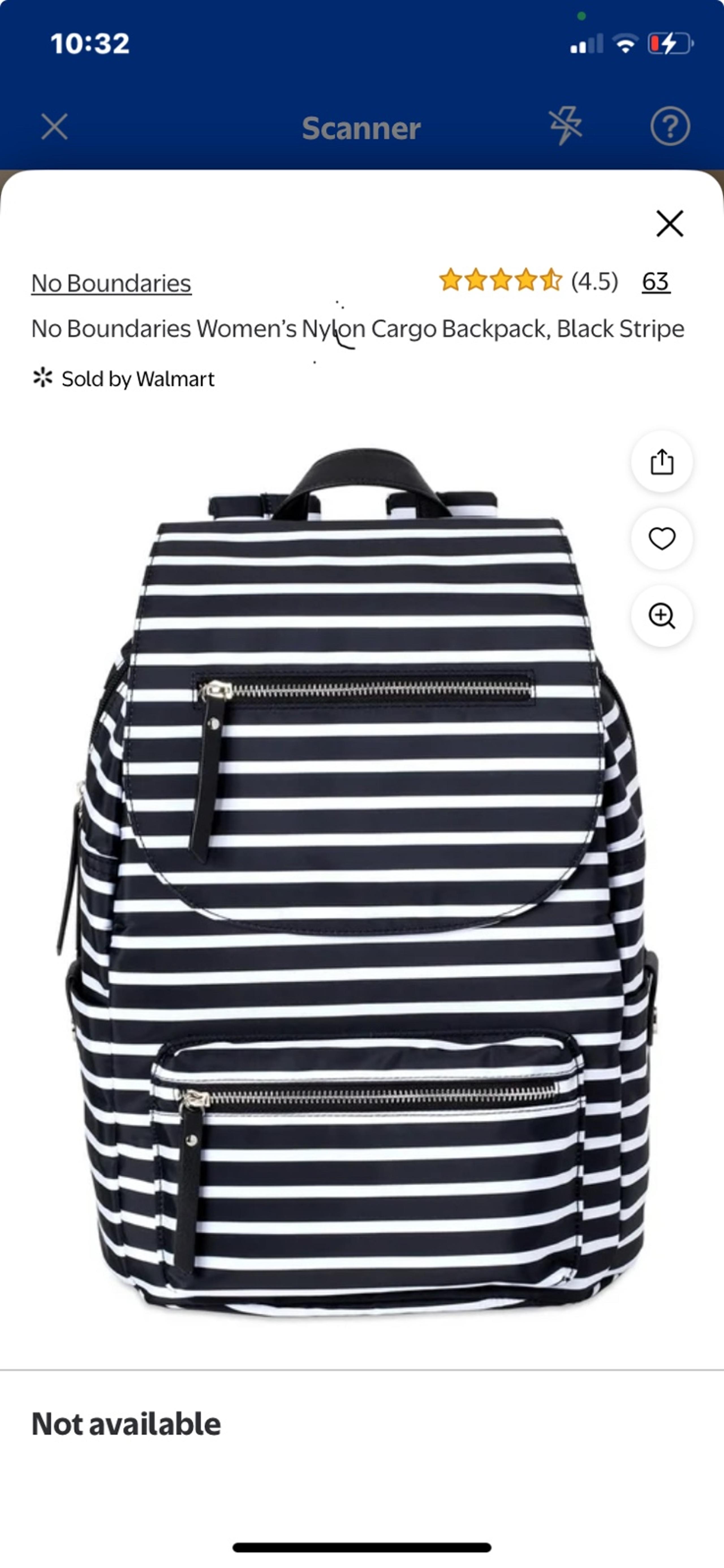 No Boundaries Women’s Nylon Cargo Backpack, Black Stripe