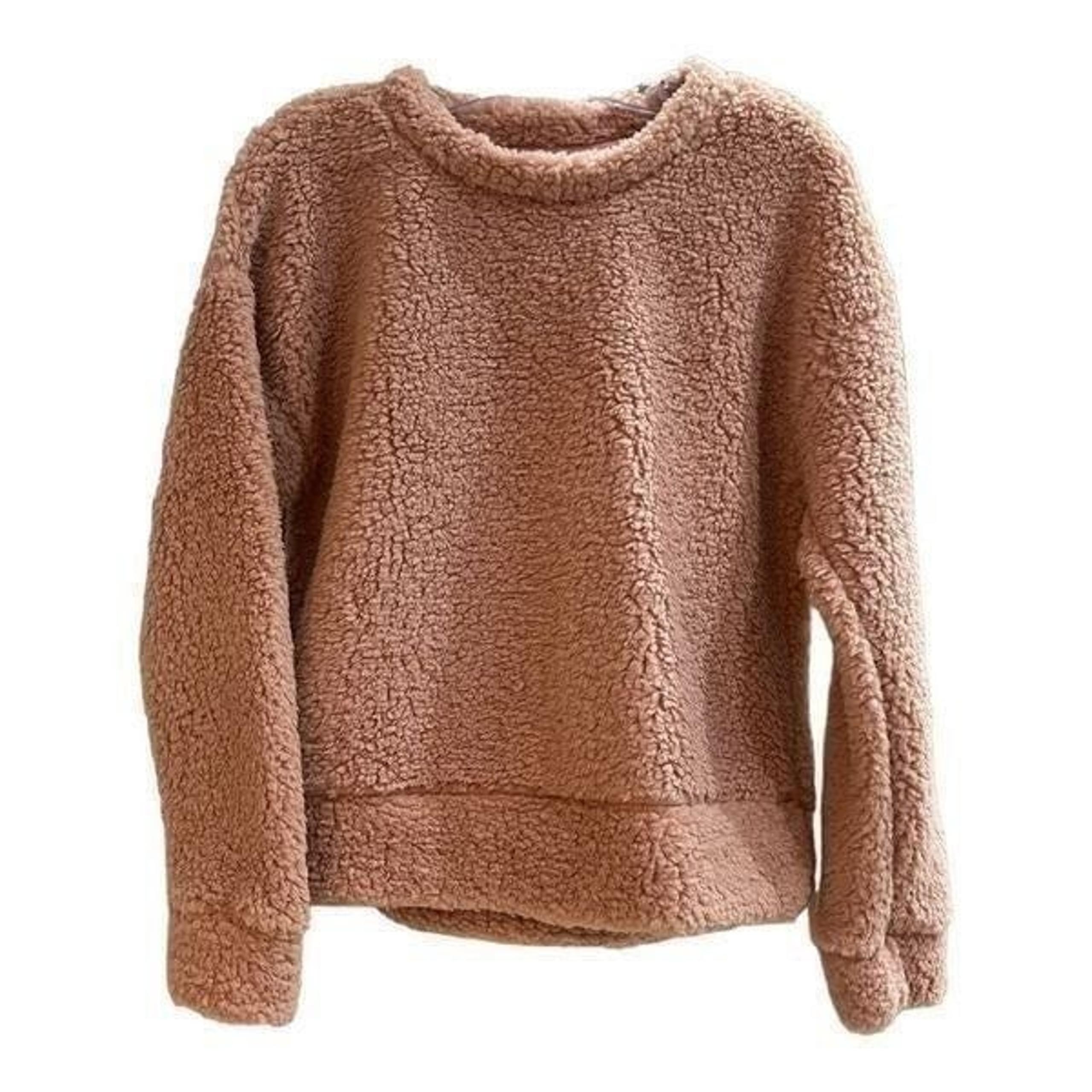 THREAD & SUPPLY Women’s Top Sweatshirt Sherpa Crewneck Pullover Blush Pink Small
