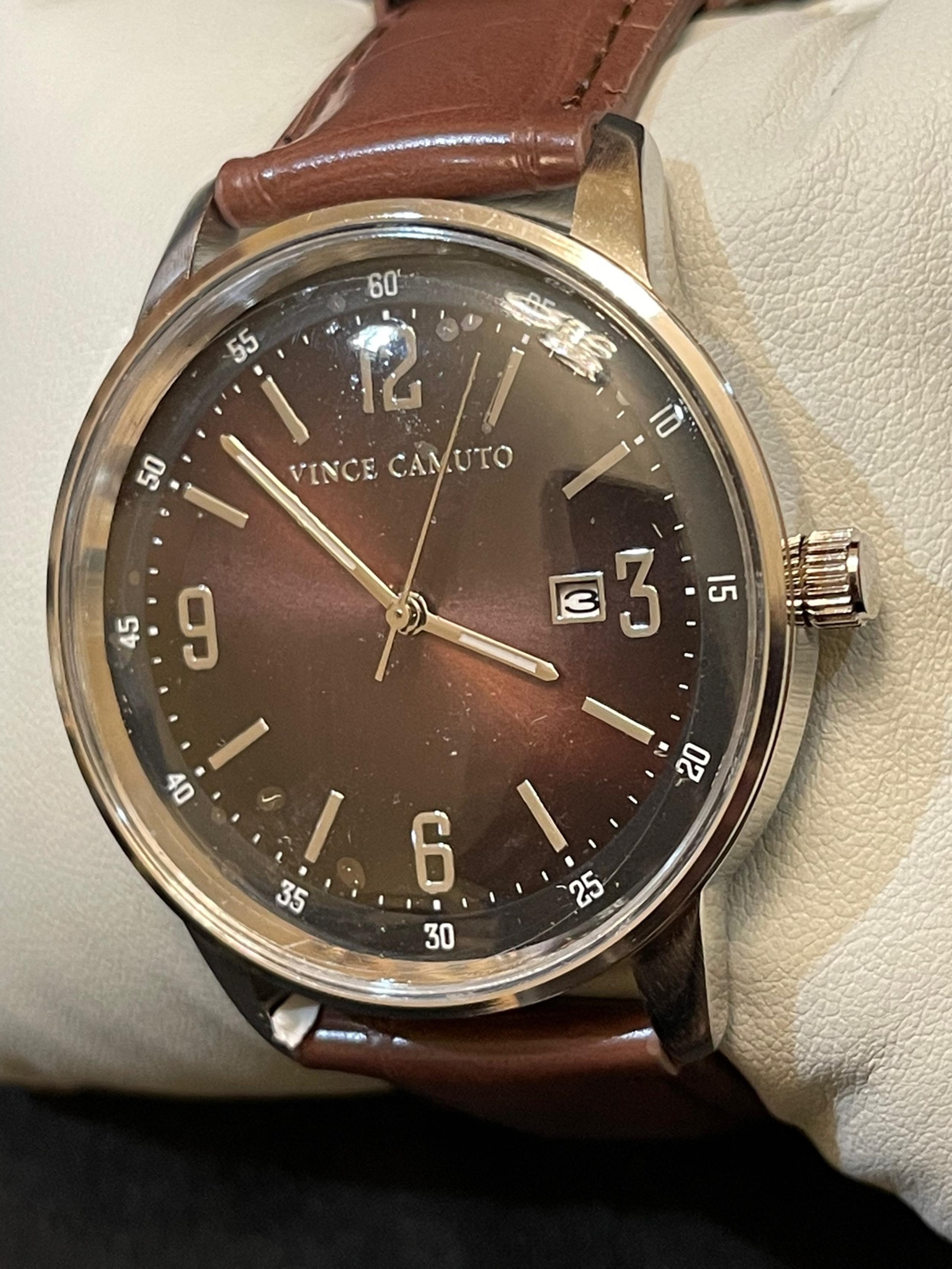 vince camuto brown leather watch