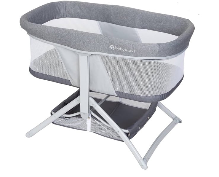 Baby Trend Quick-Fold 2-in-1 Rocking Bassinet, Shadow Stone Gray