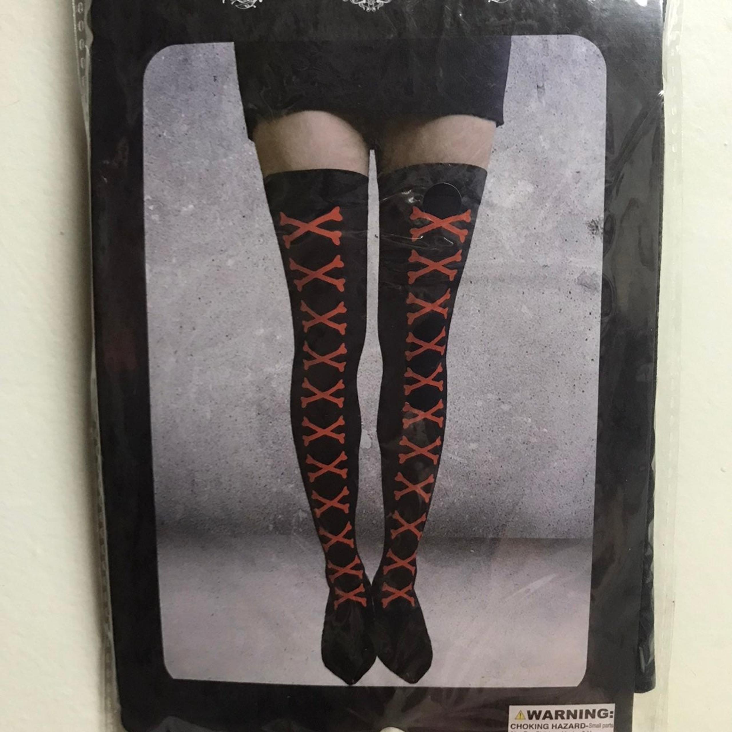 Knee high socks bones Red