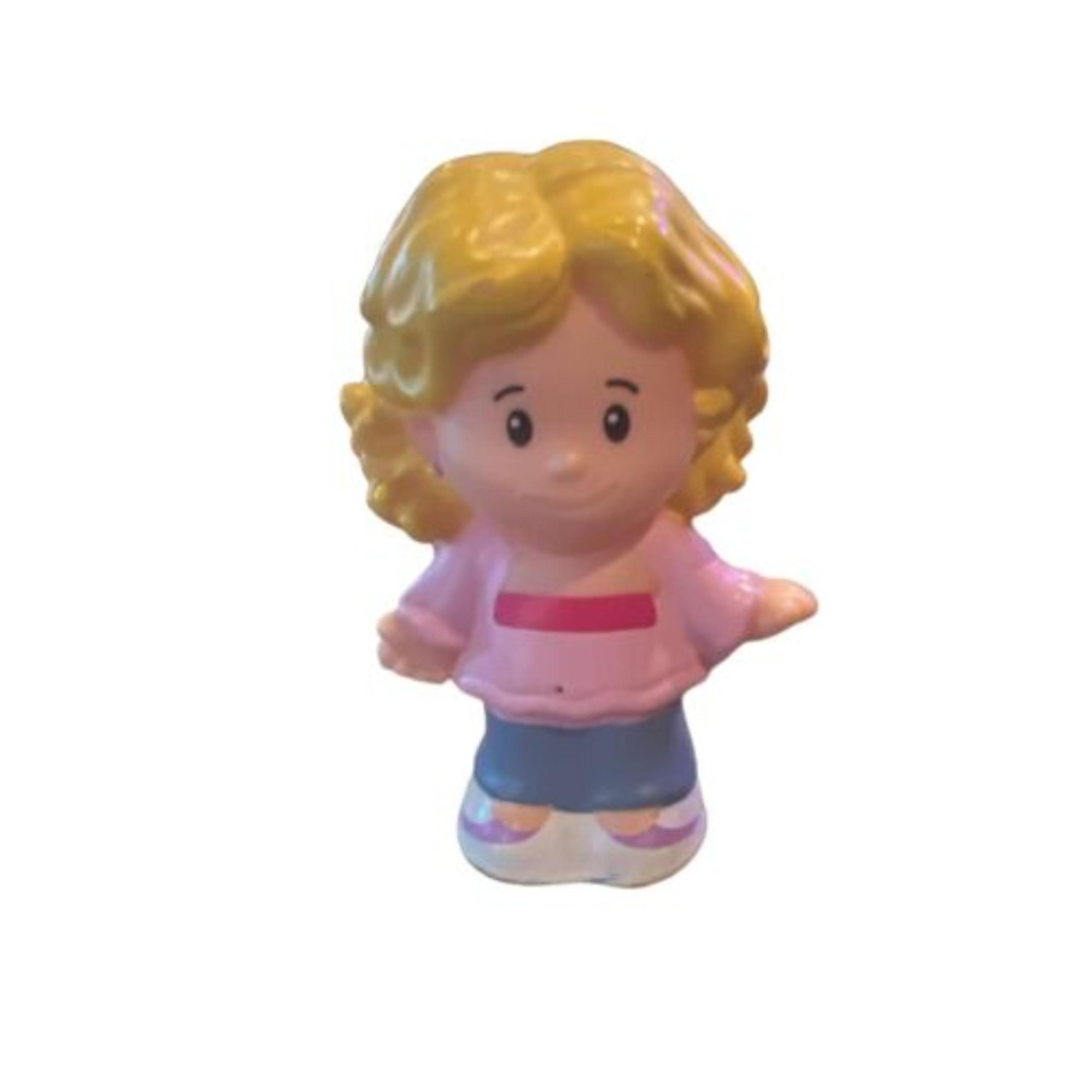 Fisher Price Little People  BLONDE GIRL MOM Pink Shirt  blue pants 2012