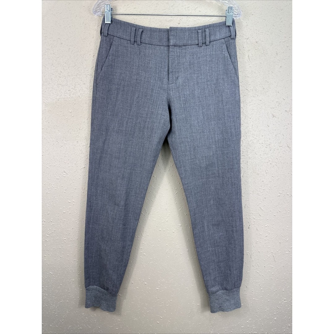 VINCE Wool Stretch Jogger Ribbed Cuff Trousers Pants Women's Gray Sz 2