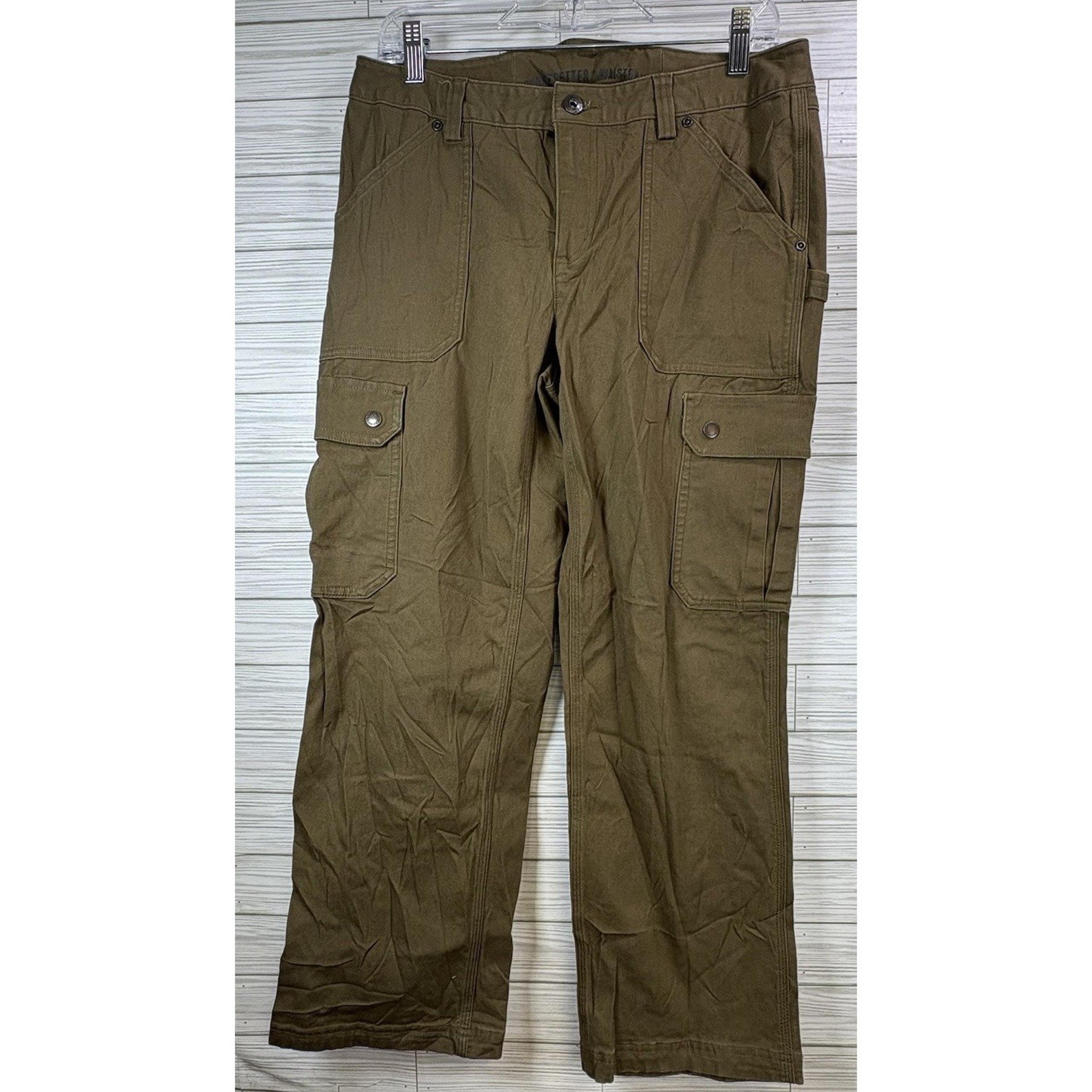 Duluth Trading Co Women's 10x29 Curvesetter Waistband Cargo Pants Green/Brown