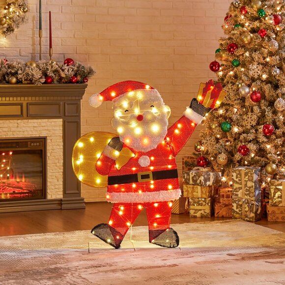 New 2D Pre-Lit Santa Claus Decoration, 3ft LED Outdoor Holiday Décor for Yard