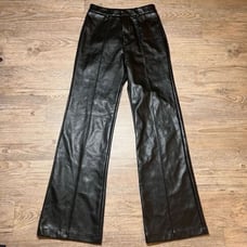 Boa. Because Of Alice Womens Black Flare High Waist Leather Trouser Pants Medium