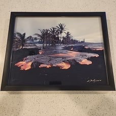 Black Framed Art Photo Hawaii Volcano Lava Signed G Brad Lewis 12x15 Photograph