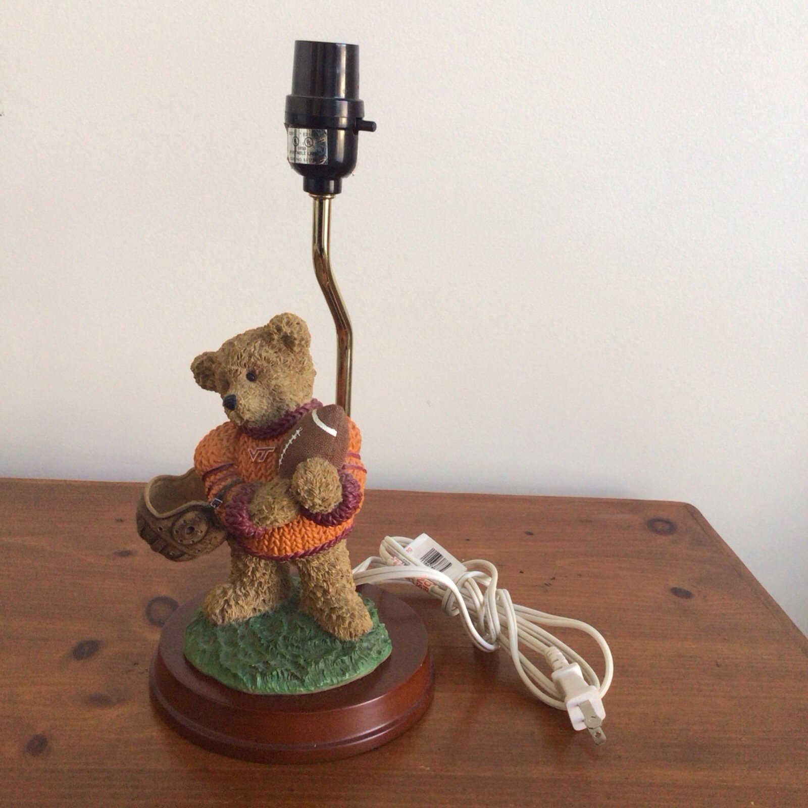 Vintage Virginia Tech University Hokies Football Lamp by Ridgewood Collectibles