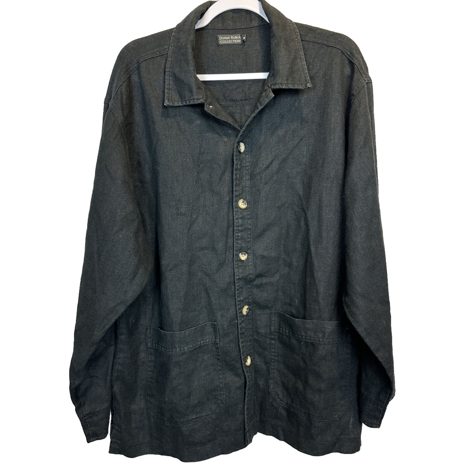 Dorian Bolick Collection oversized lagenlook long sleeve linen shirt jacket sz M