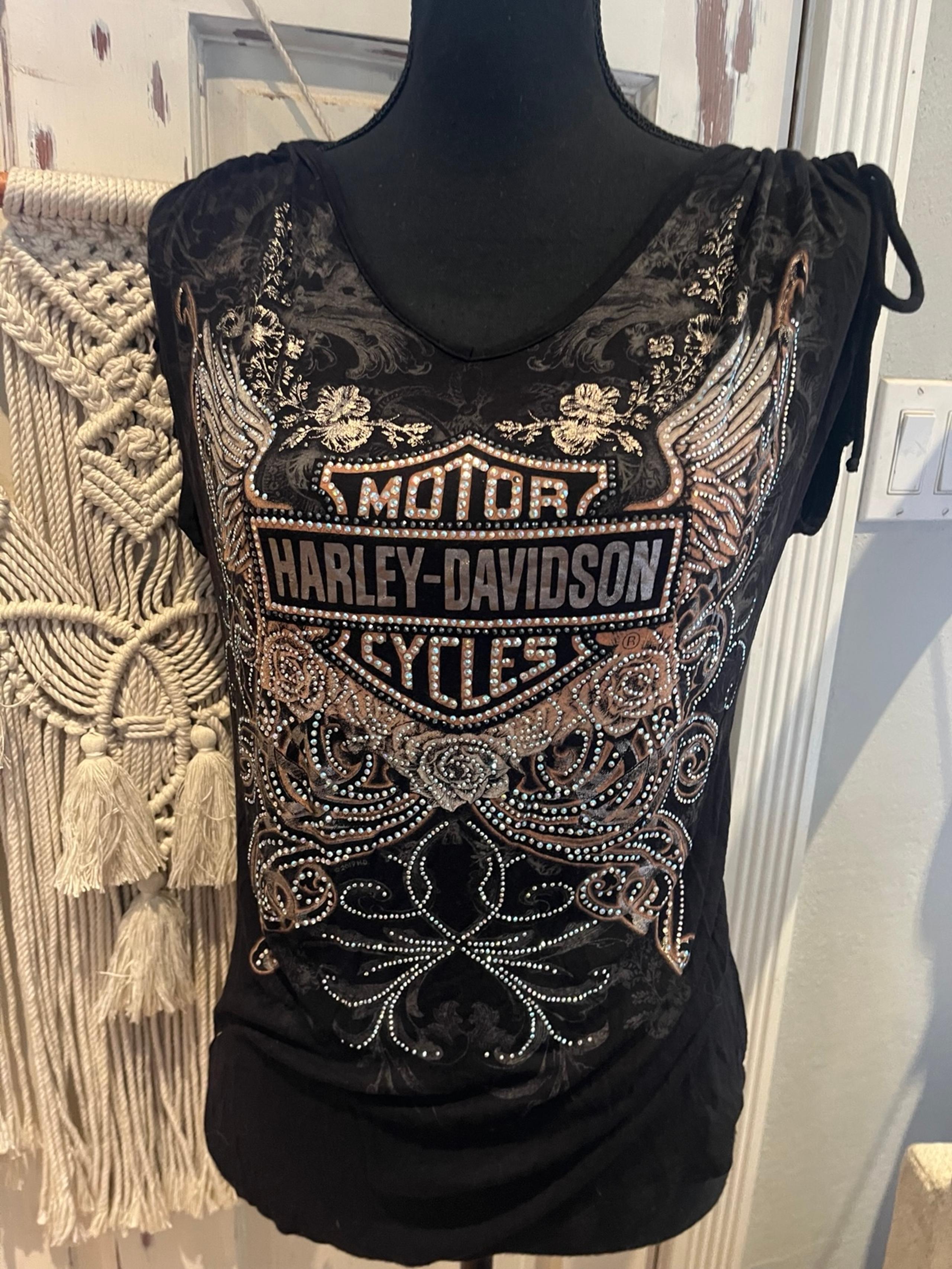 Harley-Davidson Women’s Embellished Graphic Top Size M Black