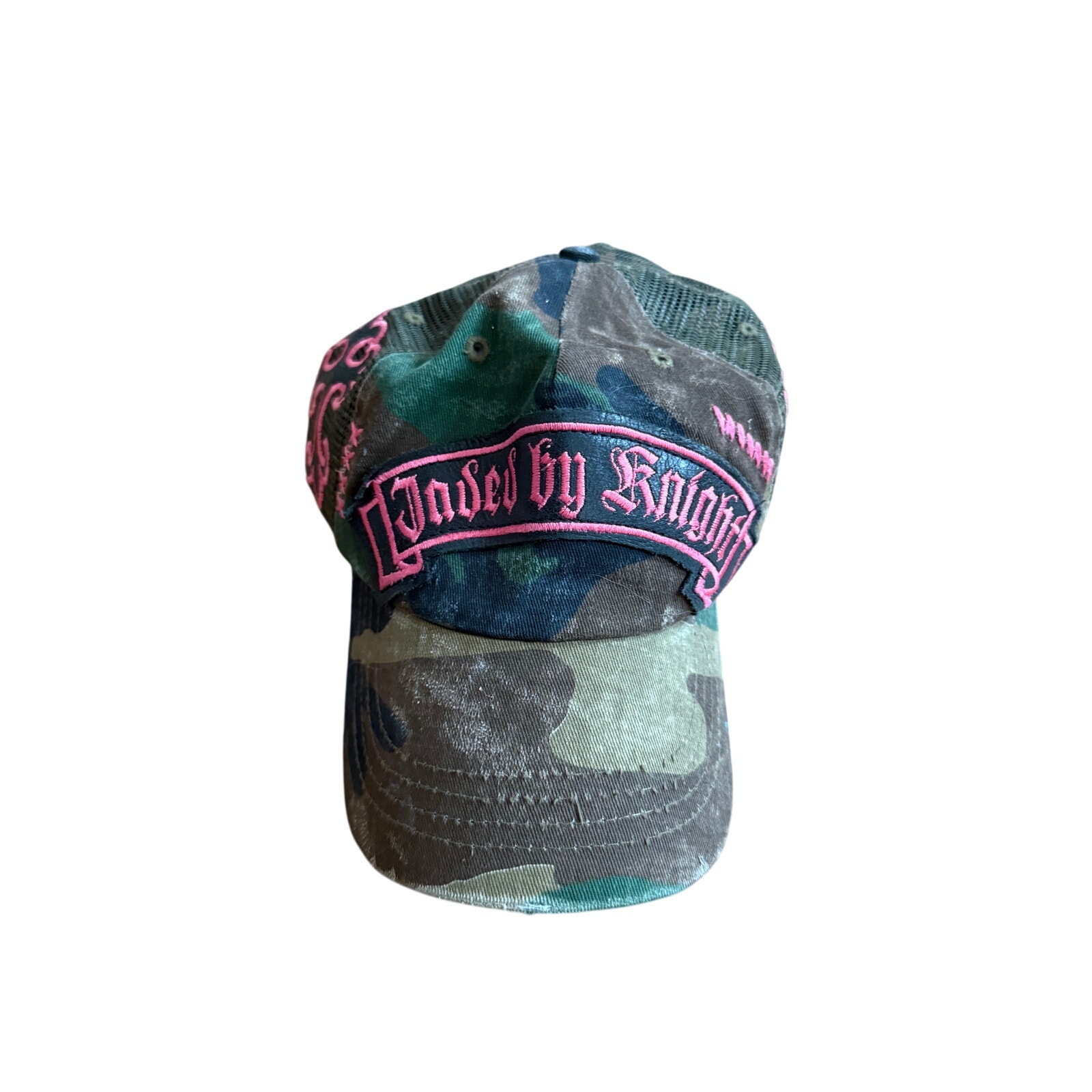 Jaded by Knight Vintage Y2K Camo Dead Bi-Nits Mesh Unisex Cross Trucker Hat RARE