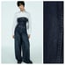 NWT. Zara Navy Blue Strapless TRF Denim Jumpsuit. Size XS.