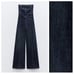 NWT. Zara Navy Blue Strapless TRF Denim Jumpsuit. Size XS.
