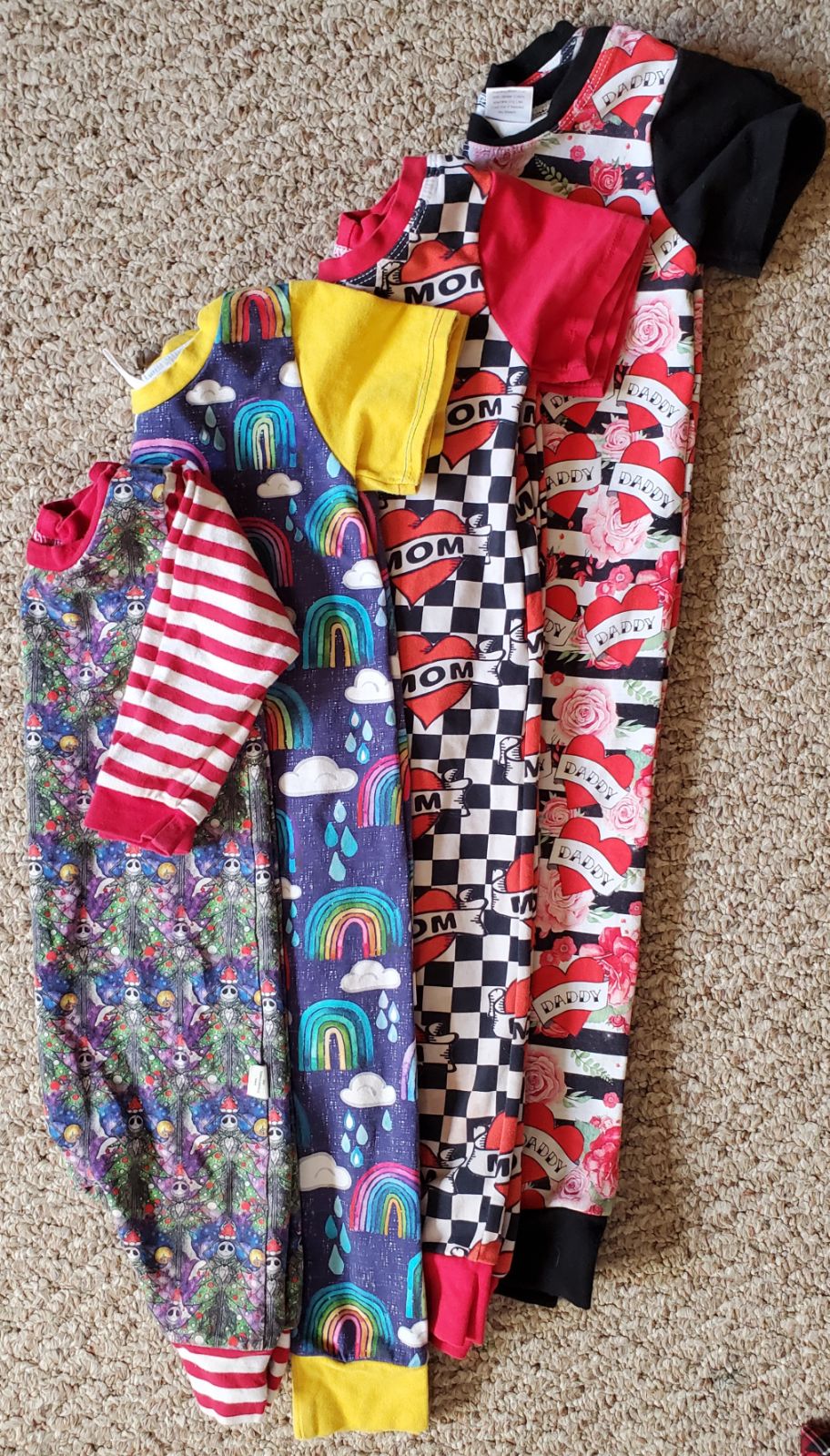 (4) Snappy Greens (WAHM made) coveralls