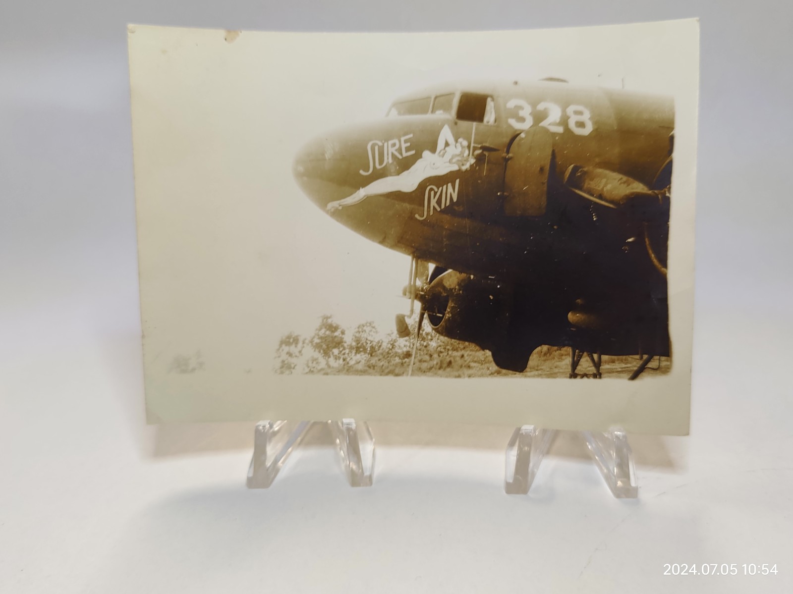 WWii Nose Art ORIGINAL Army Photograph Douglas C-47 Skytrain Sure Skin Pinup Art
