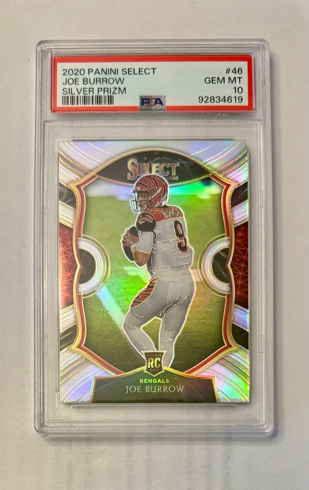 2020 Panini Select Joe Burrow Holo Silver Prizm Rookie Card Bengals RC PSA 10