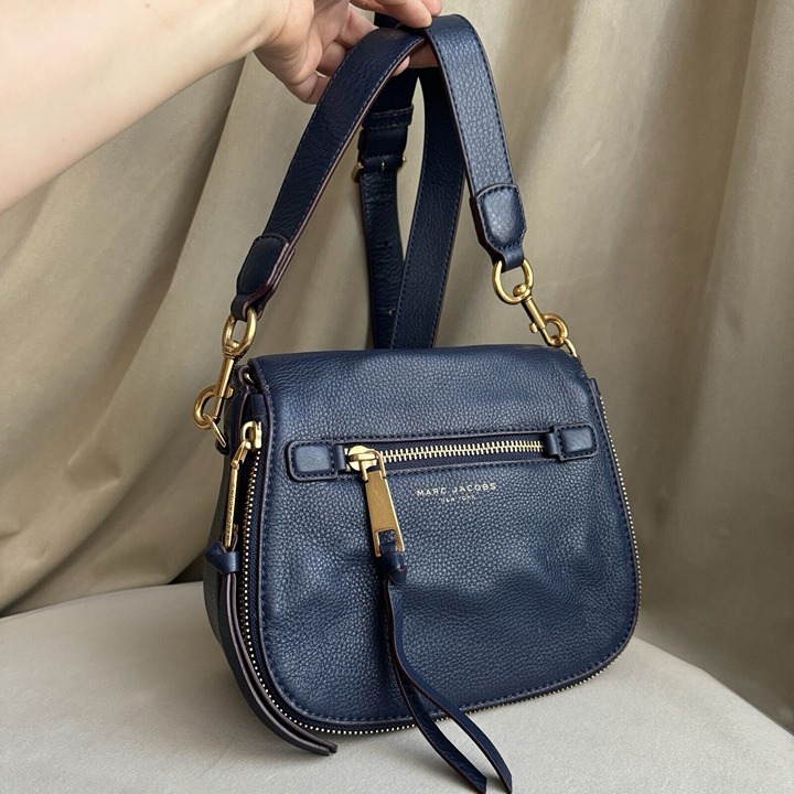 MARC JACOBS Navy Blue Leather RECRUIT NOMAD Small Crossbody Shoulder Bag SADDLE