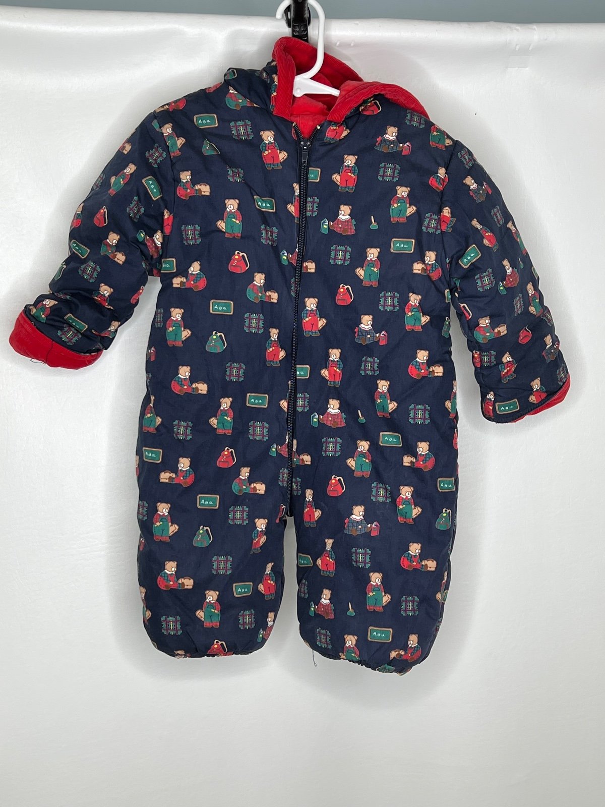 Vintage Jacadi blue teddy bear Snowsuit sz 18 months