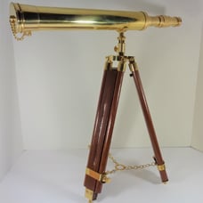 SOLID BRASS TELESCOPE WITH WOOD TRIPOD
